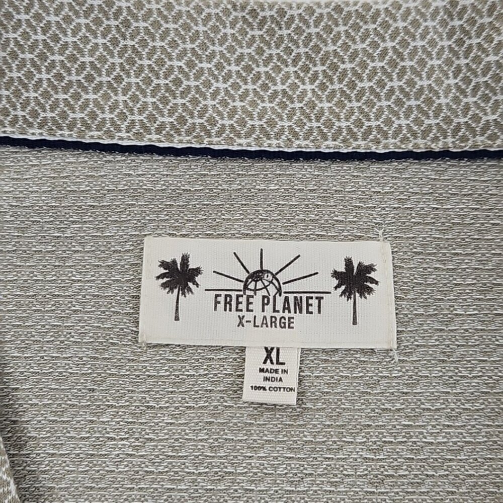 Free Planet Lost in Paradise Men’s XL Olive Short Sleeve Button Up Shirt NWT NEW - Picture 5 of 14